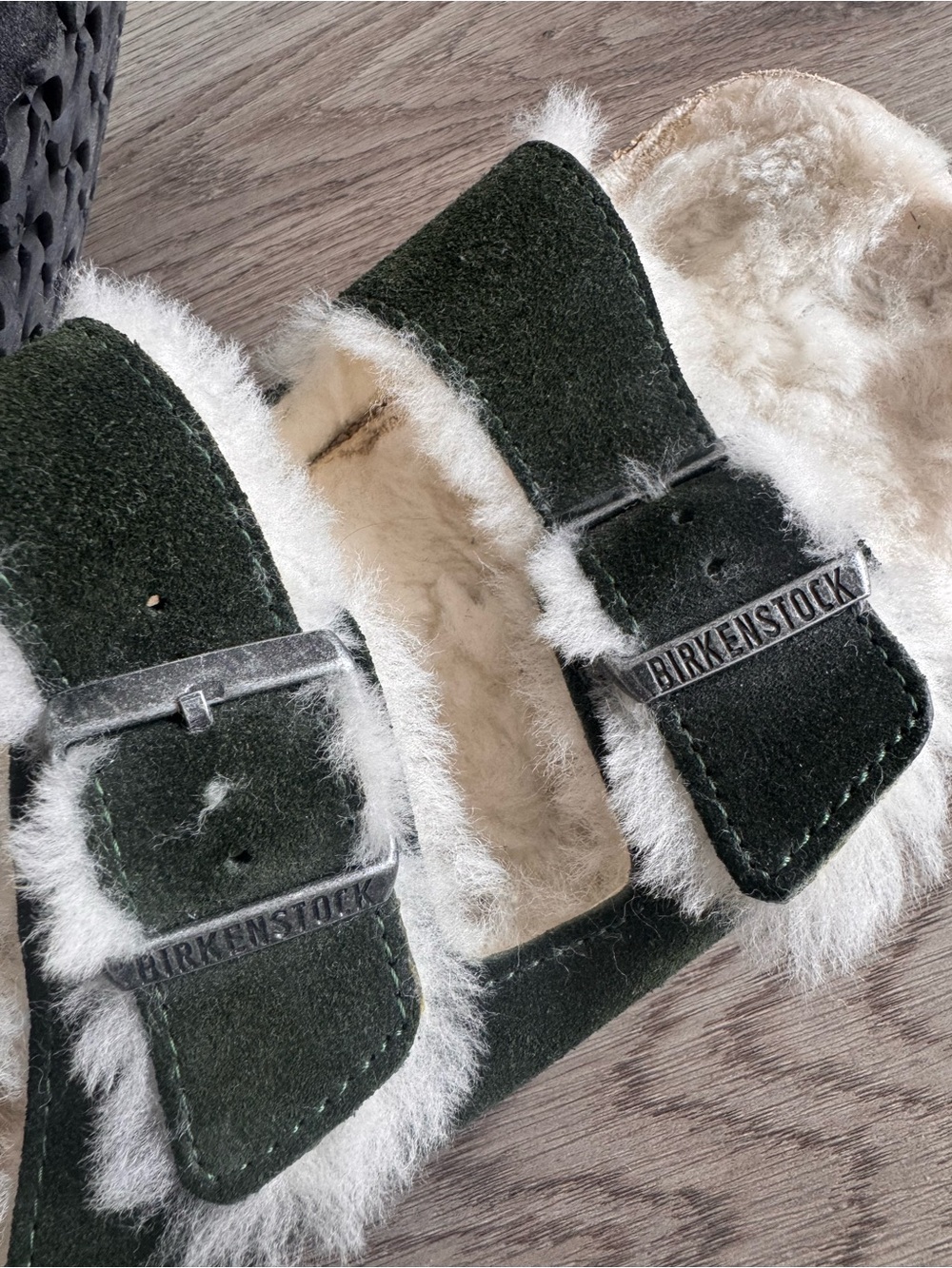 Birkenstock Arizona Shearling Suede sandal Dark Green sz 10 / 41 EU - Picture 5 of 6